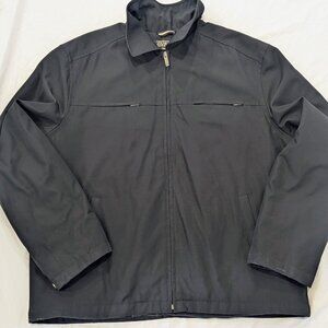 VTG 90s Guess Black Bomber Jacket XL Mens Pop Collar Fleece Lined Logo Winter